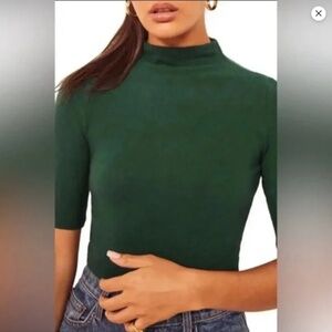Reformation green mock neck top